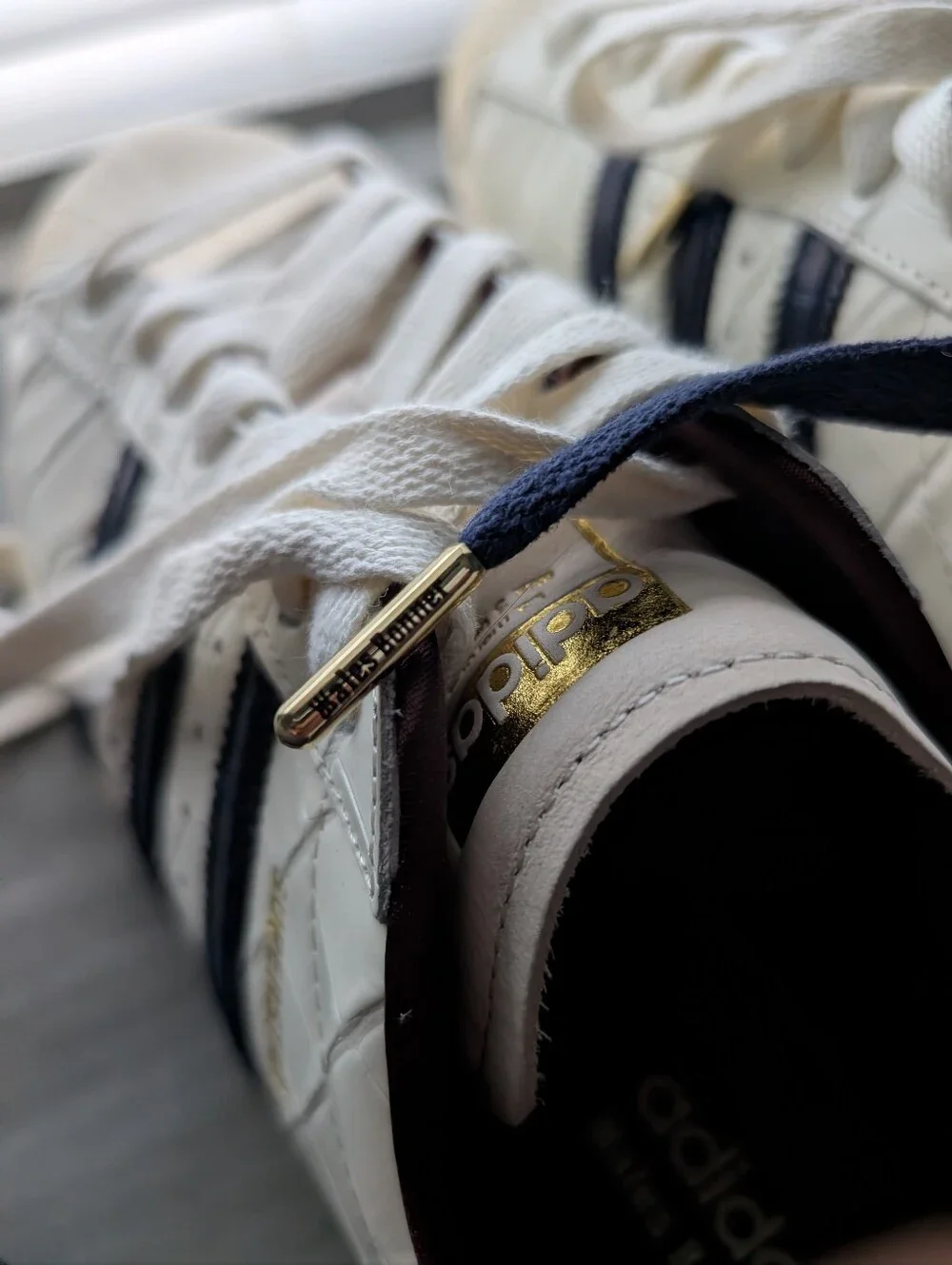 Adidas x Wales Bonner White Superstar Sneakers with Navy Stripes